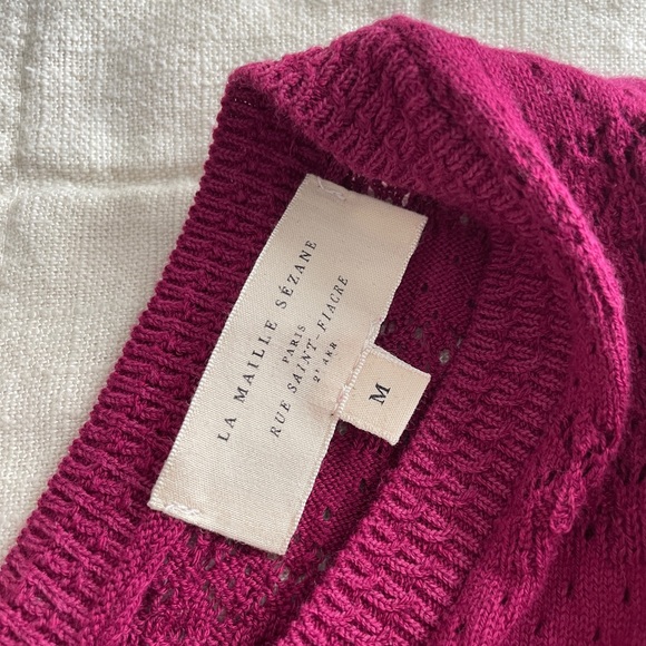 Sezane Gretha V-Neck Jumper Sweater in Plum Medium - Picture 7 of 13